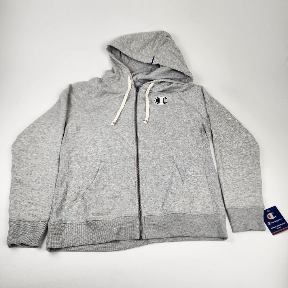 Champion Women’s Full Zip Hoodie XL Oxford Gray French Terry Sweatshirt NWT
